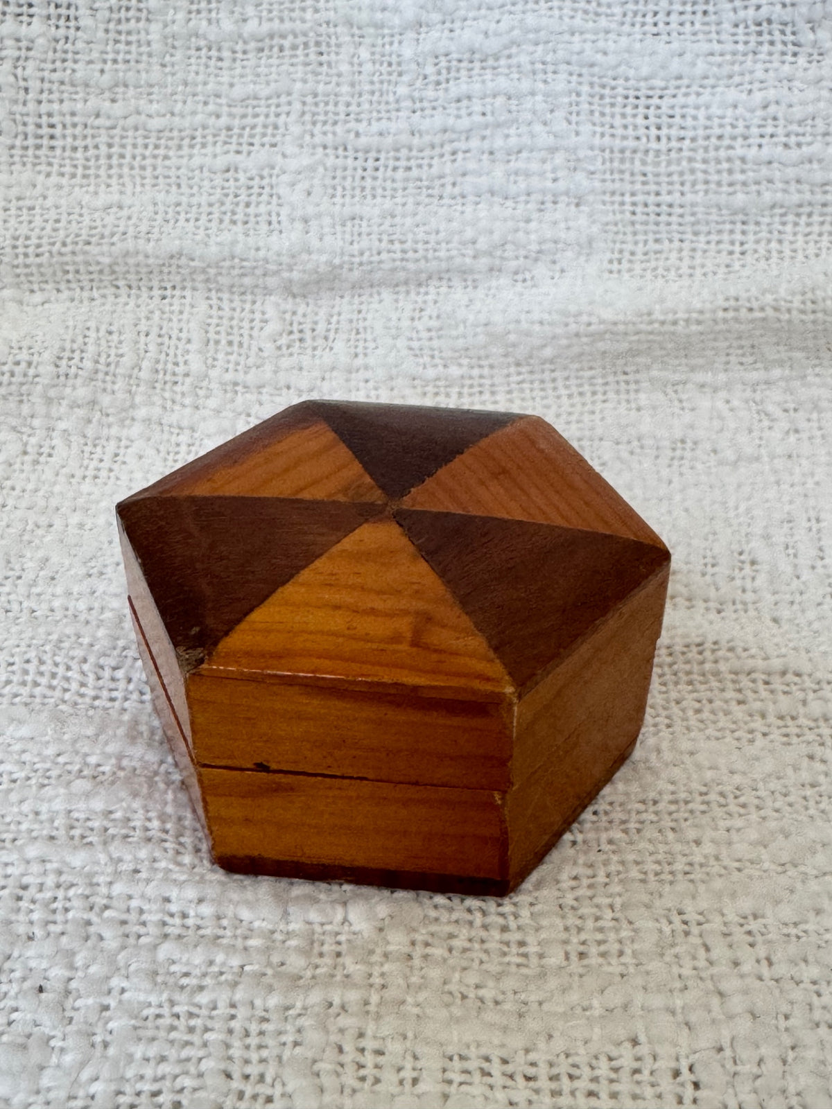 Vintage hexagon wood box 