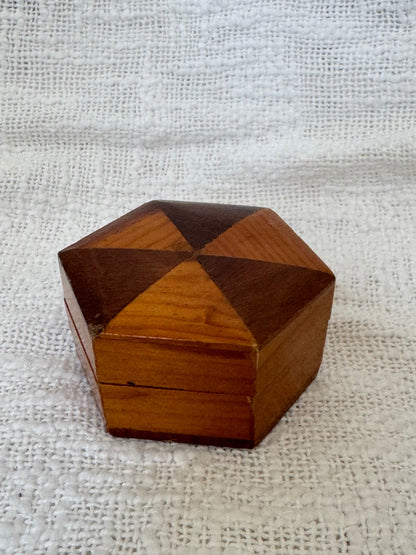 Vintage hexagon wood box 