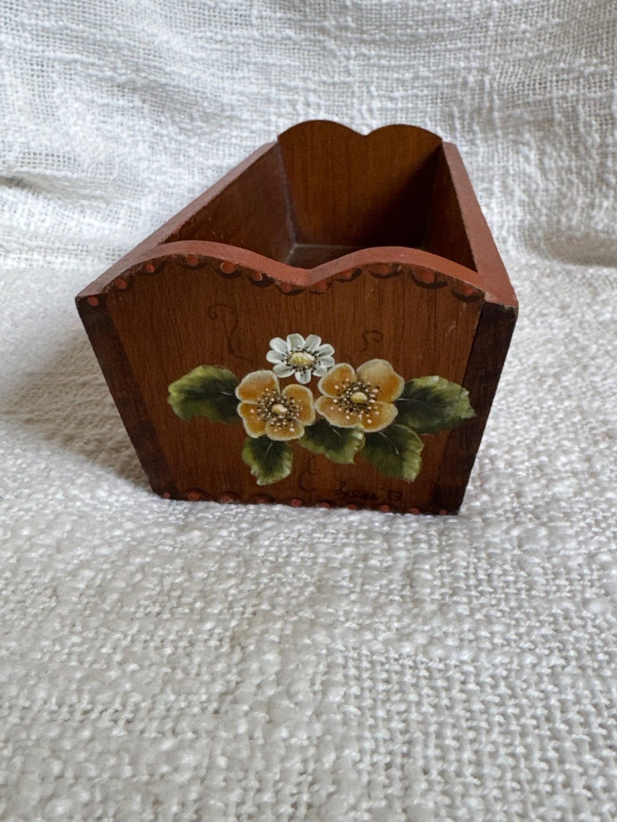 Hand painted Signed ‘83 wooden box 