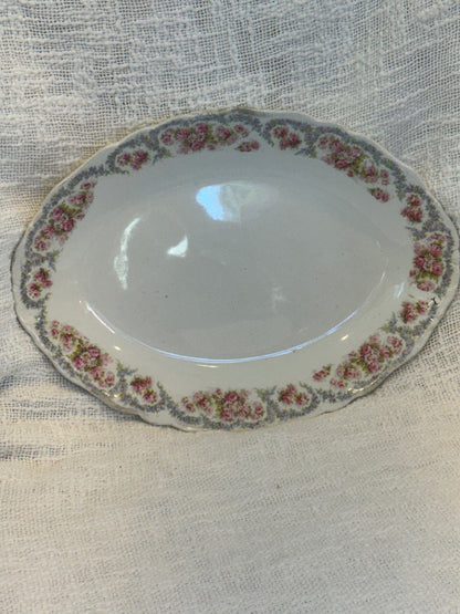 Antique Shabby  Chic Roses oval platter 