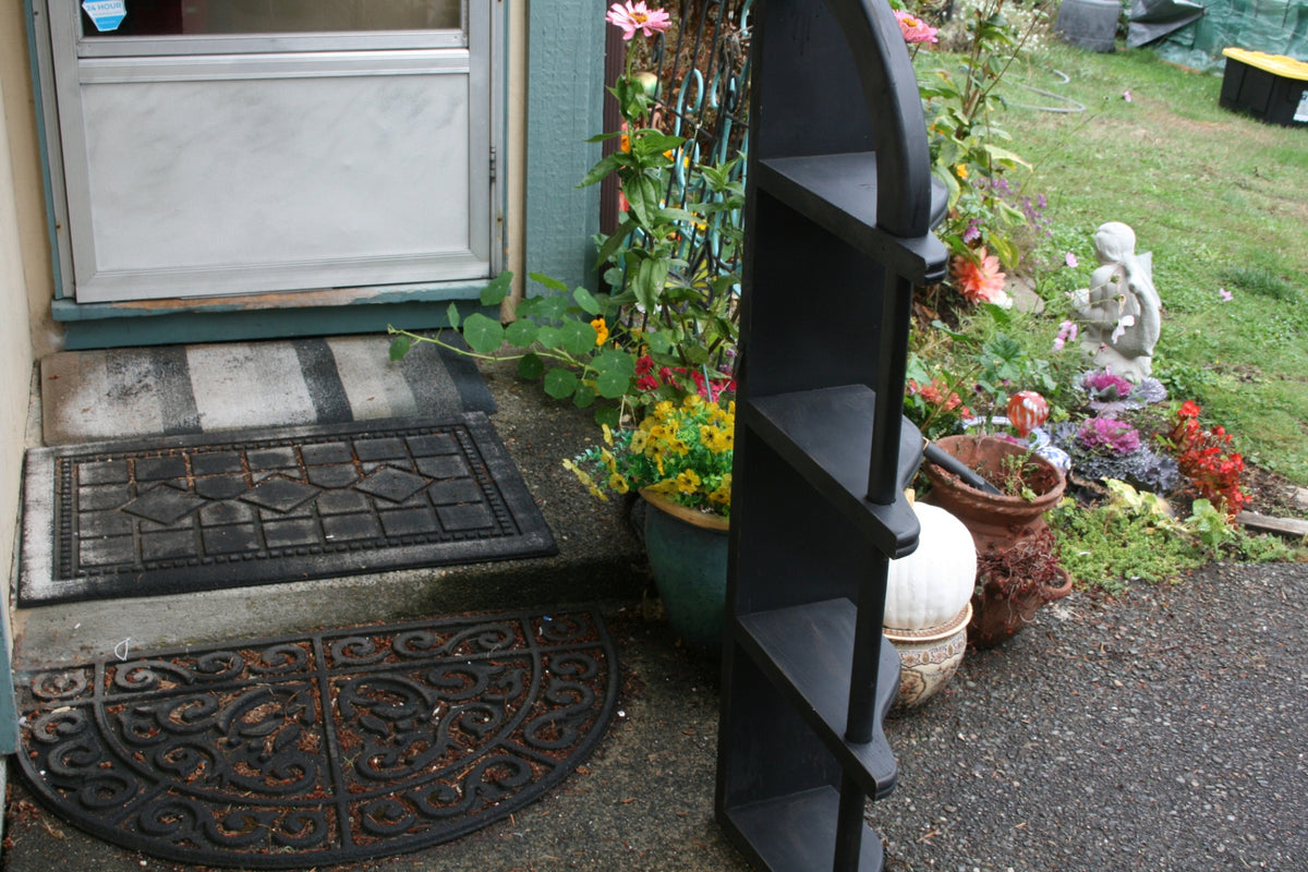 Black wooden corner shelf