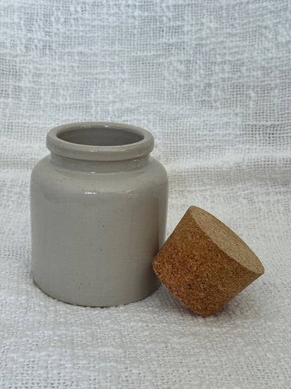 stoneware crock w/ cork top 
