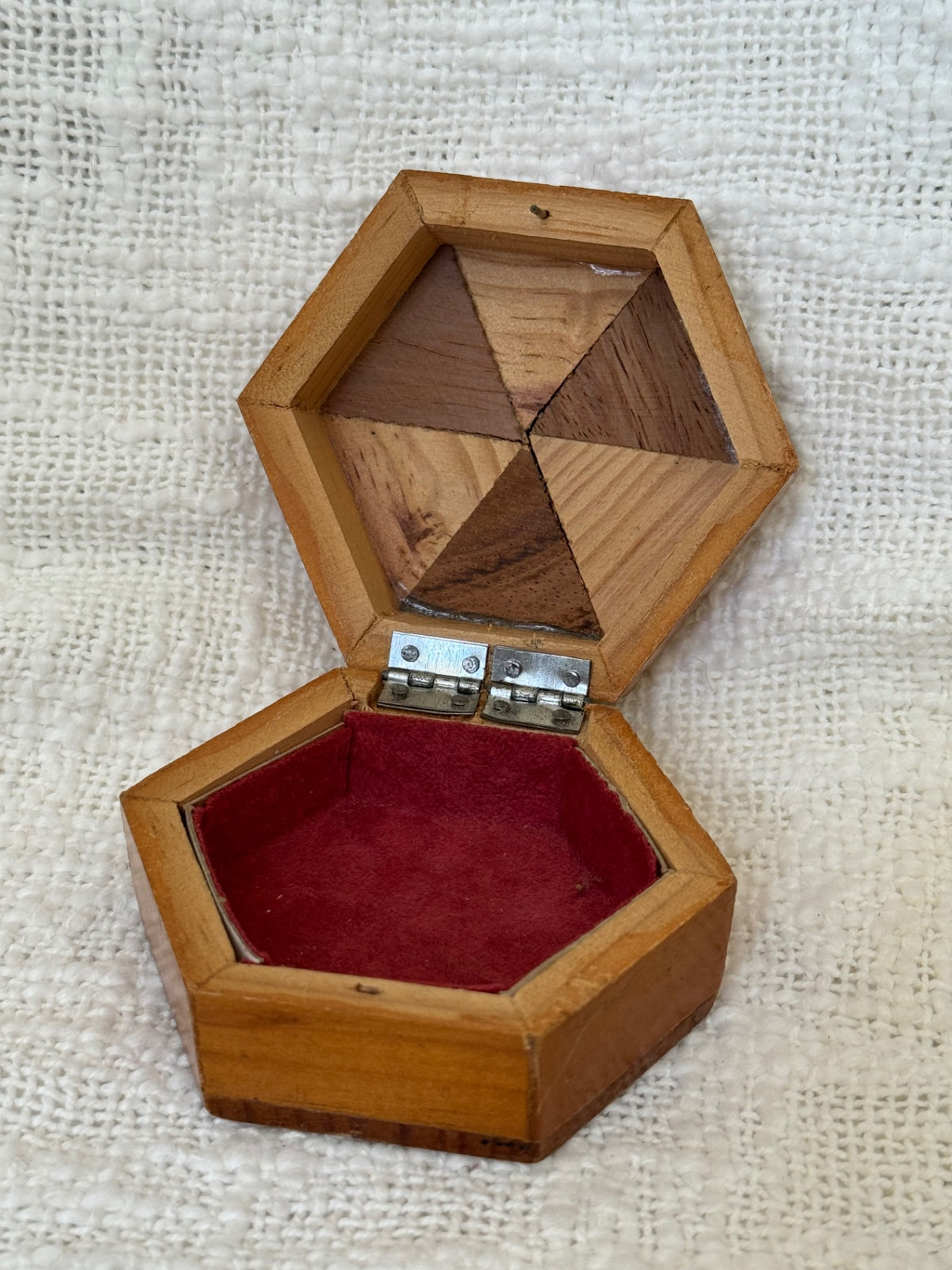 Vintage hexagon wood box 