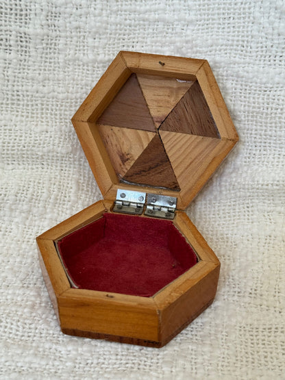 Vintage hexagon wood box 