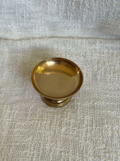 vintage small brass pedestal bowl 