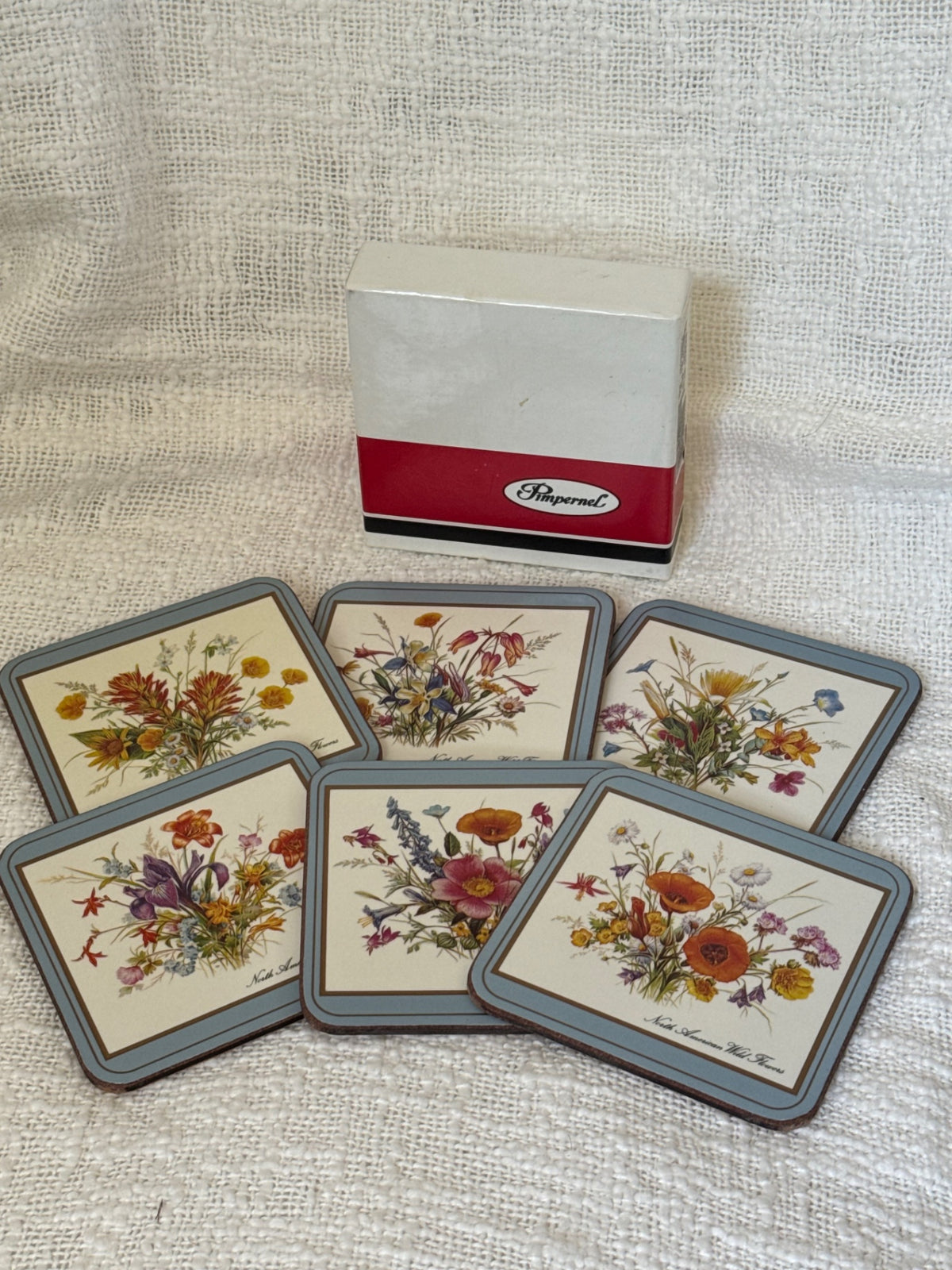 Vintage Pimpernel Set of 6 coasters wildflowers 