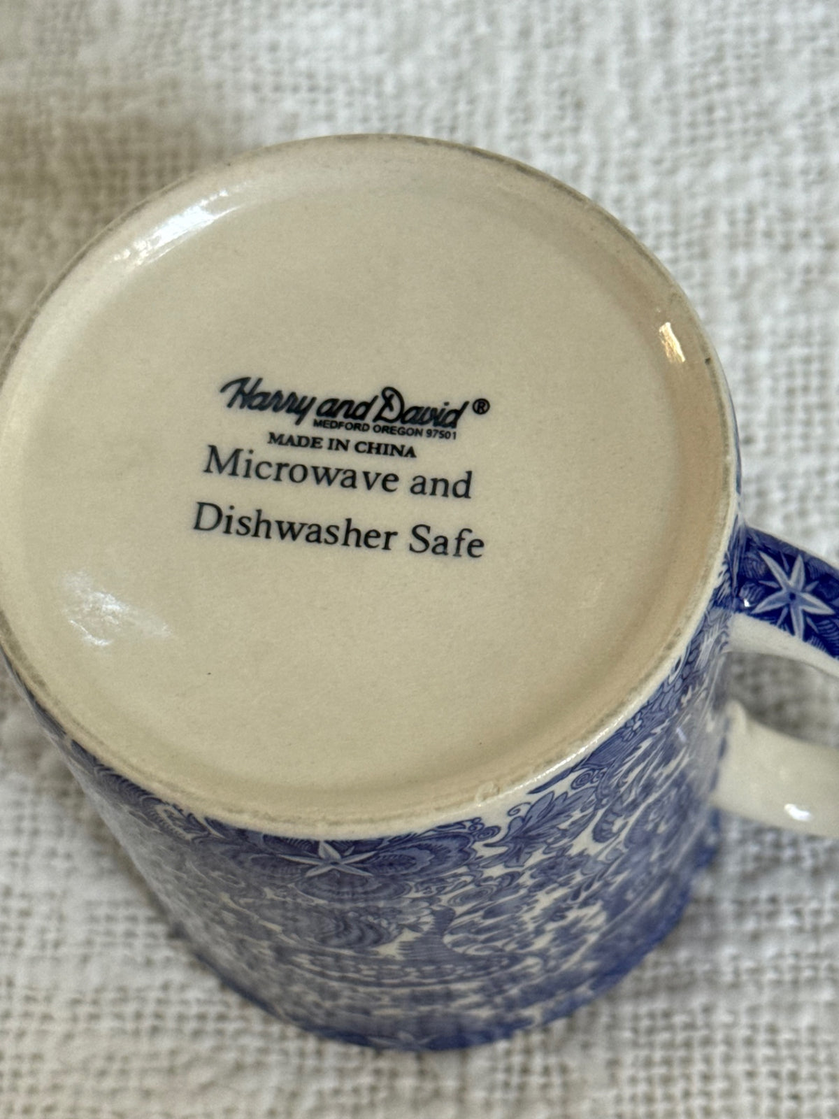 Harry & David blue paisley mug 