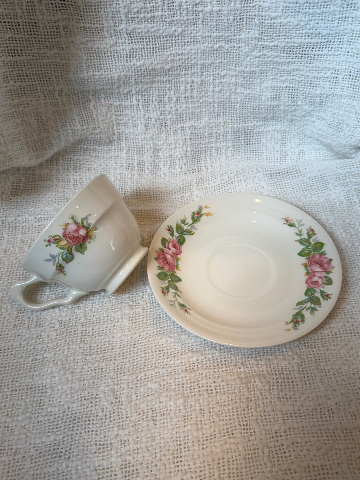 Crown potteries rose cup and saucer 
