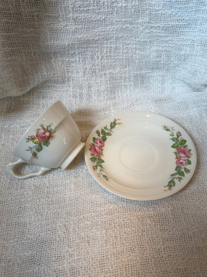 Crown potteries rose cup and saucer 