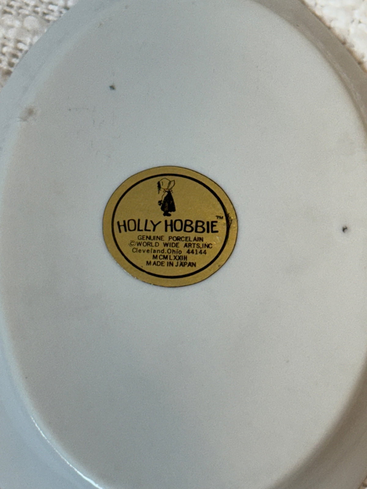 vintage Holly Hobbie porcelain oval trinket or coin tray from 1973
