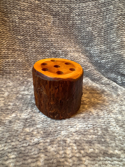 Wood stump holder for pencils, pens, paint brushes?