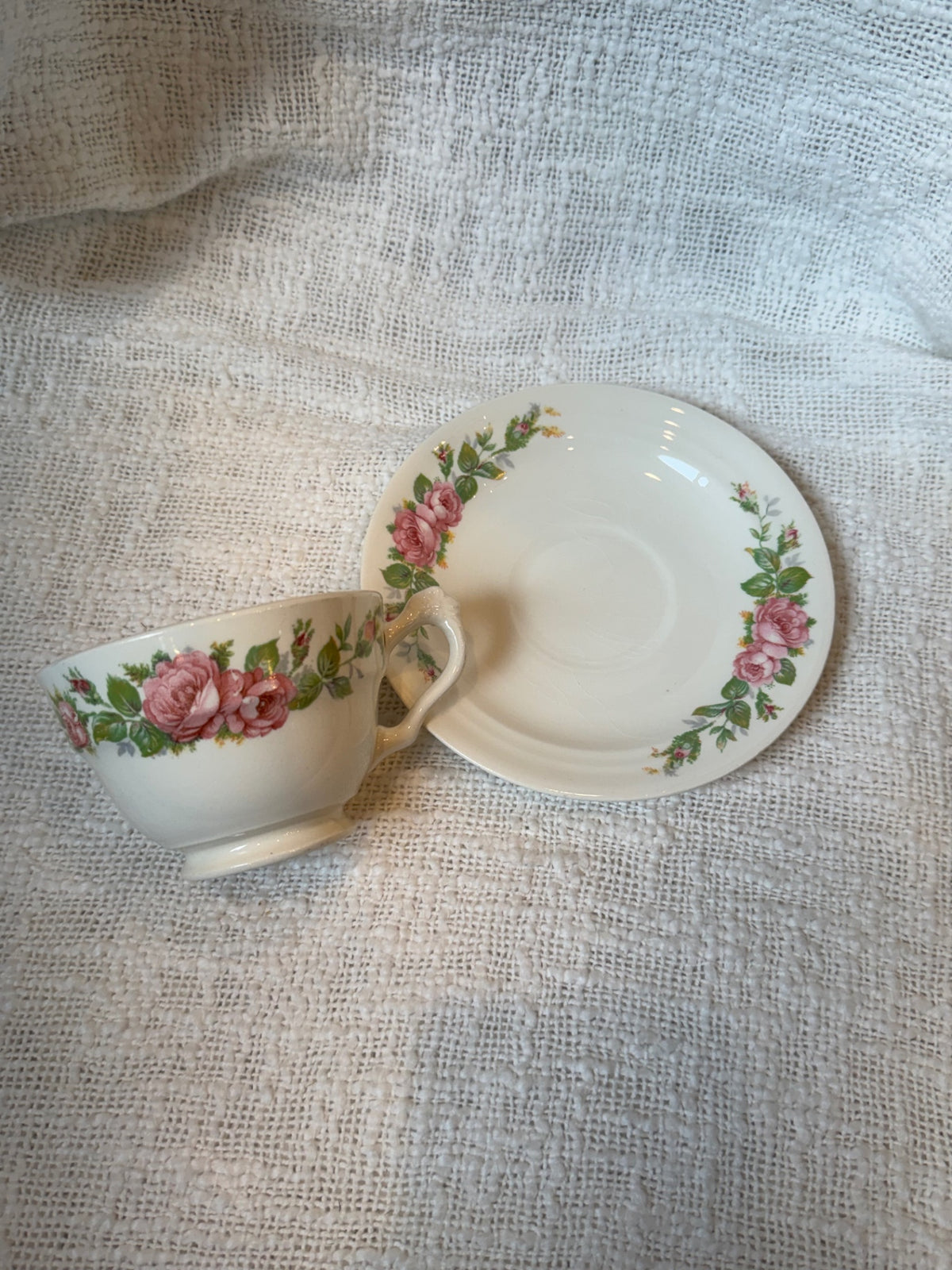 Crown potteries rose cup and saucer 