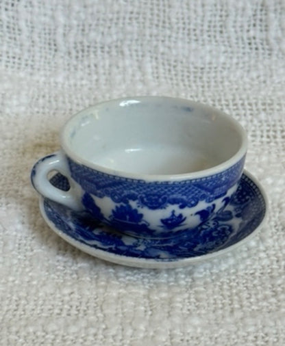 Blue willow child size teacup and saucer 