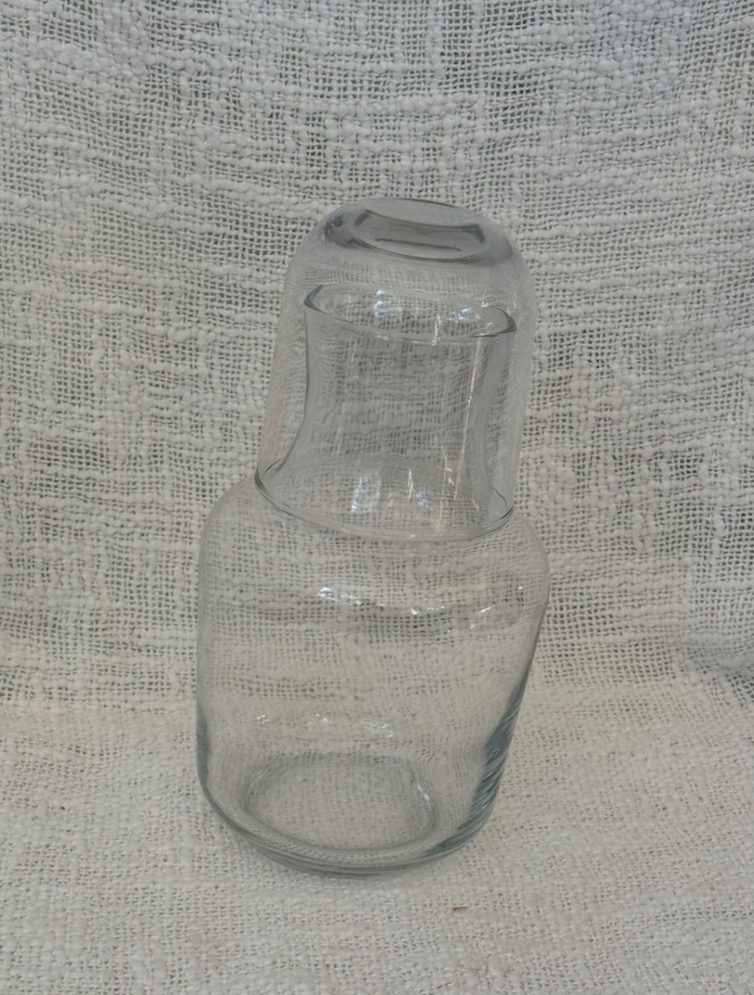 Clear glass water decanter with glass 