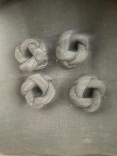 4 Black knotted fabrics Napkin rings 