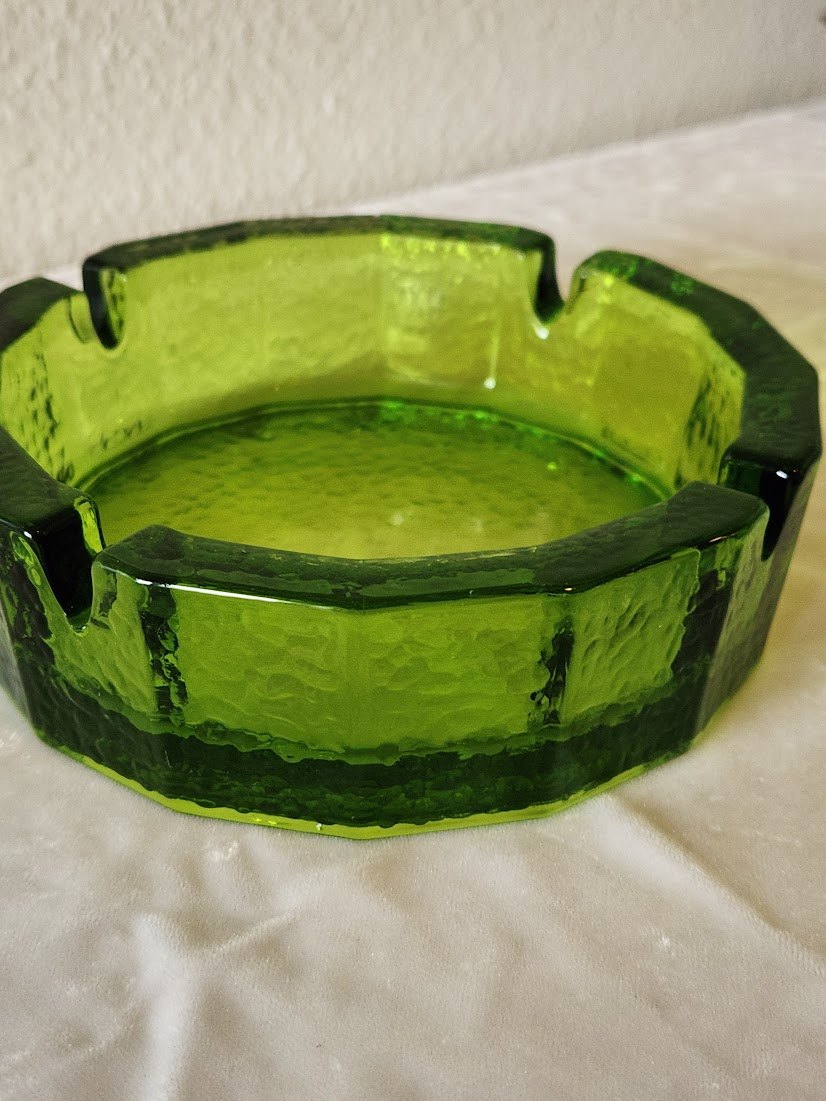 Midcentury Modern Blenko Green Ashtray