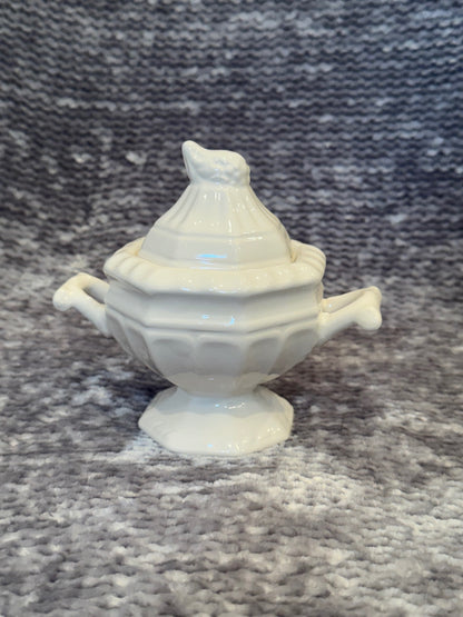 Miniature white ceramic tureen w/ lid