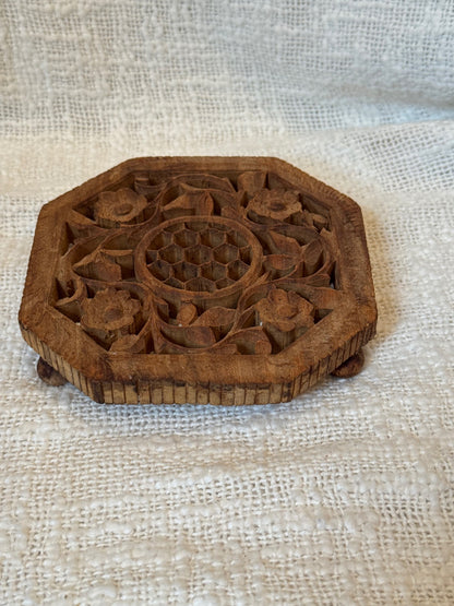 Vintage Sheesham wood trivet 