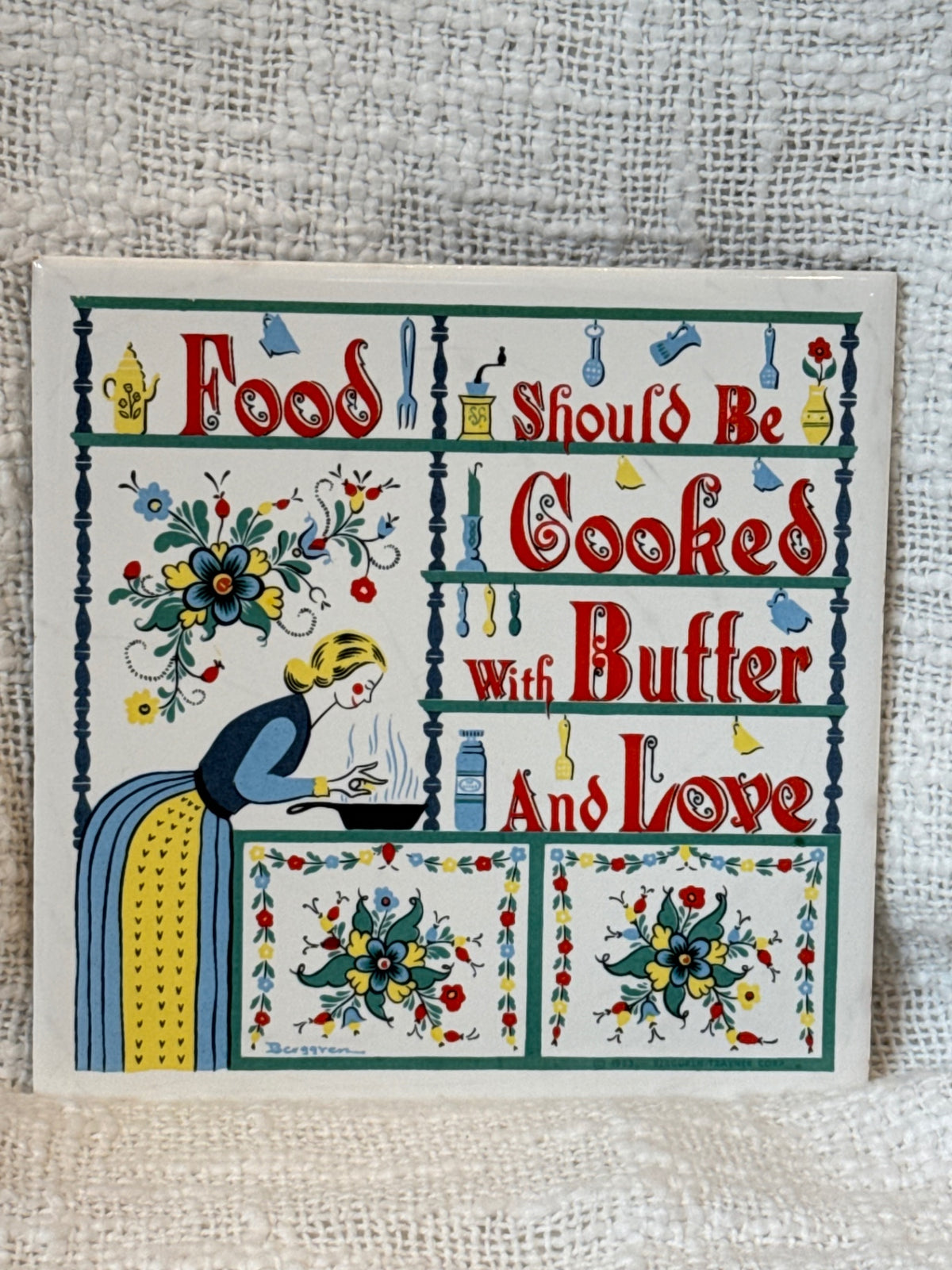 Vintage Berggren  original better with butter tile trivet 