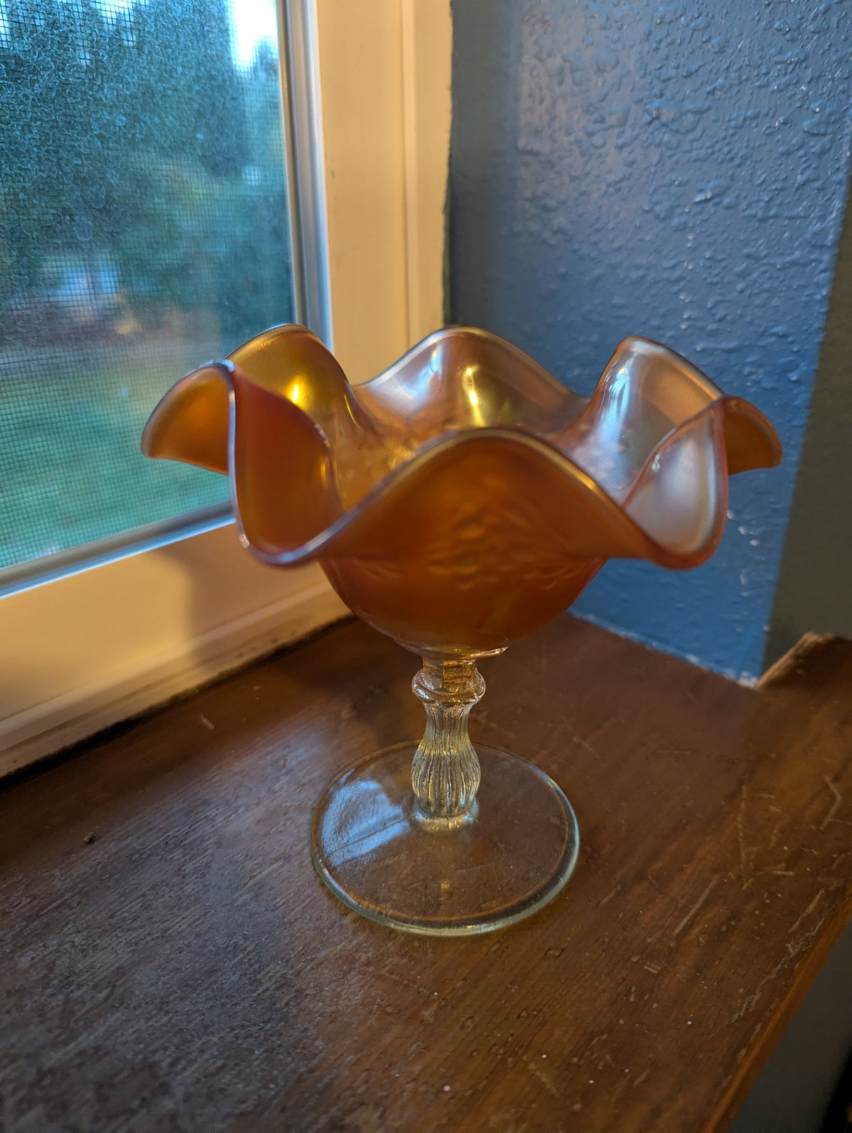 Vtg. Fenton Marigold Carnival Pedestal Dish