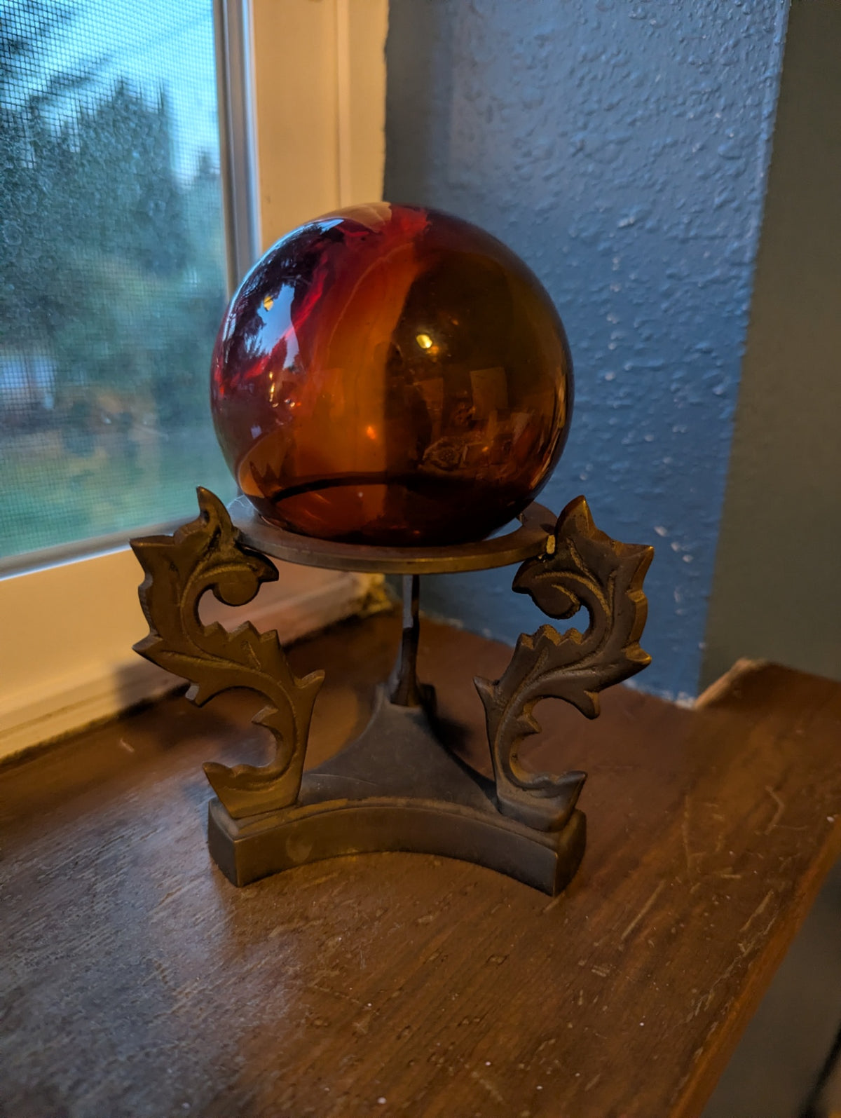 Solid Brass Ornate Stand & Orb