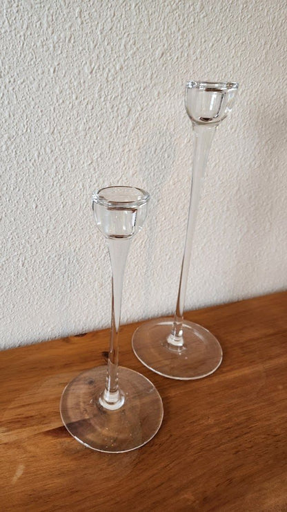 Retired Ikea Blomster Handblown Glass Candleholder Pair