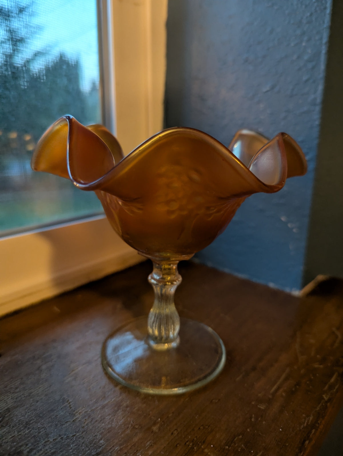 Vtg. Fenton Marigold Carnival Pedestal Dish