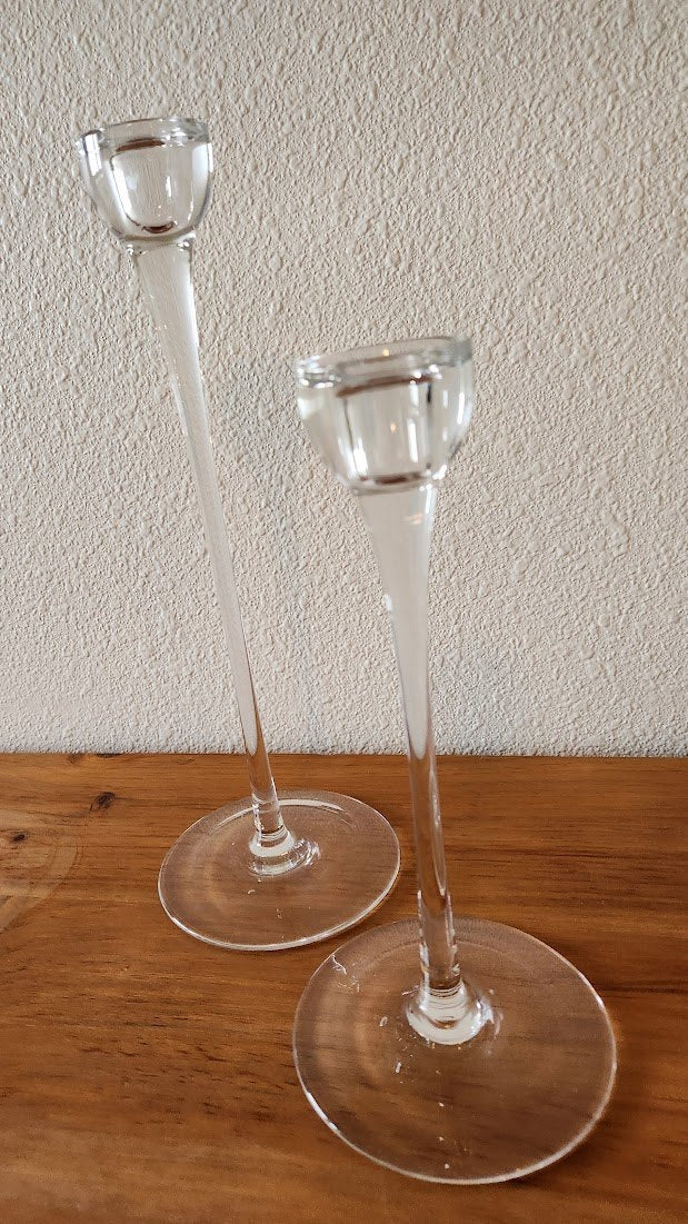 Retired Ikea Blomster Handblown Glass Candleholder Pair