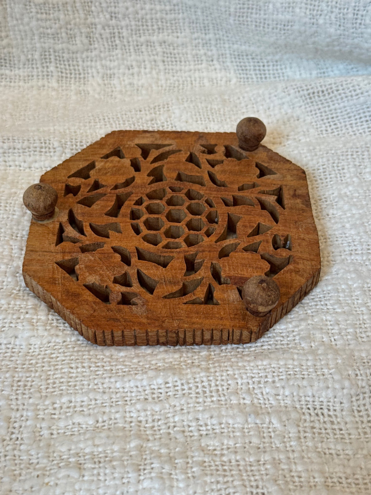 Vintage Sheesham wood trivet 