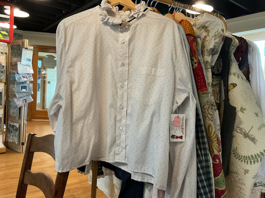 Blouse - white with black dots