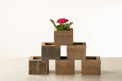 Reclaimed Wood Mini Square Planters / Favor Boxes