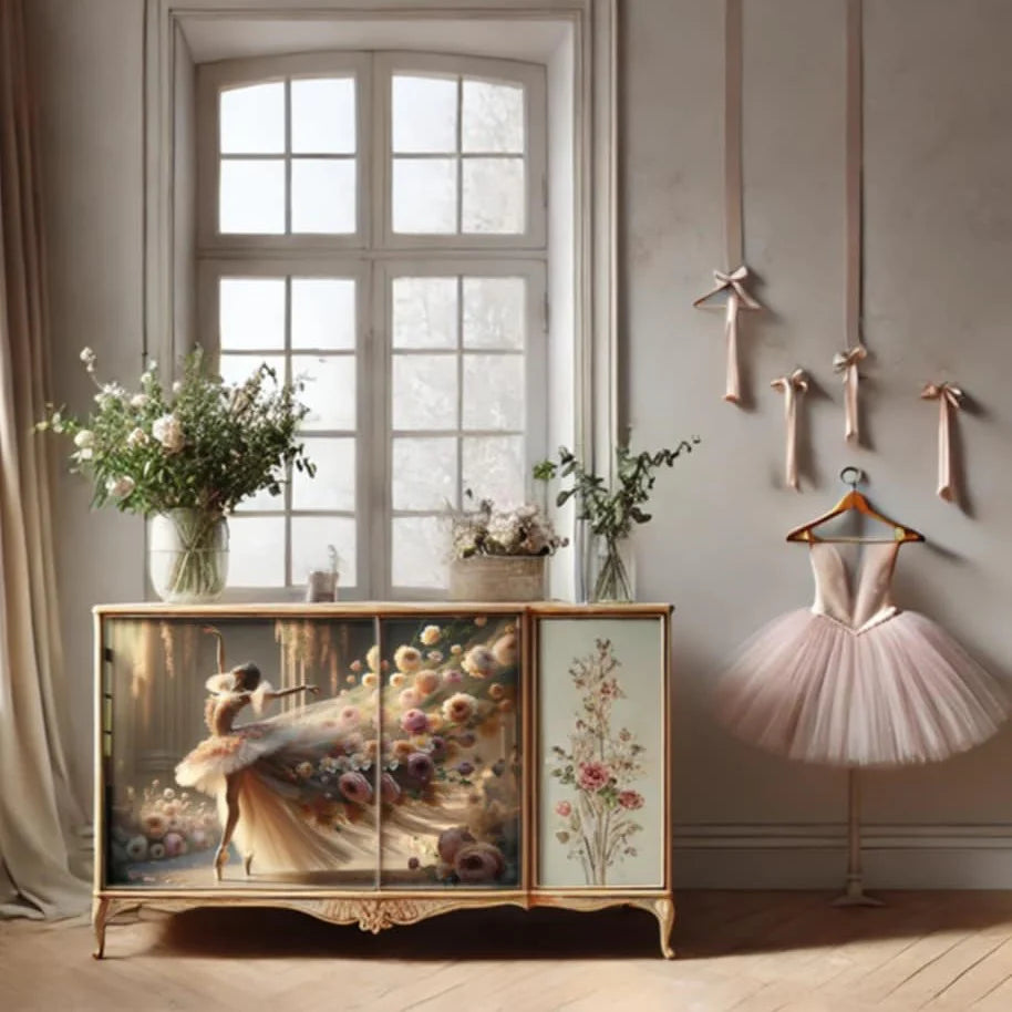 Ballet in Bloom - 23.4" x 33.1" A1 Size Decoupage Paper - Mint by Michelle
