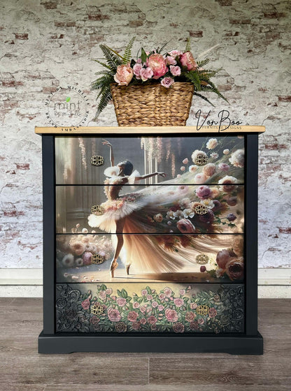 Ballet in Bloom - 11.7" x 16.5" A3 Size Decoupage Paper - Mint by Michelle