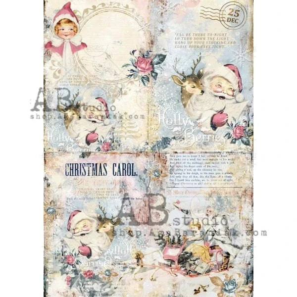 Decoupage Central Decoupage Paper A4 Ole Shabby Santa Decoupage Rice Paper (AB Studios No. 0366)