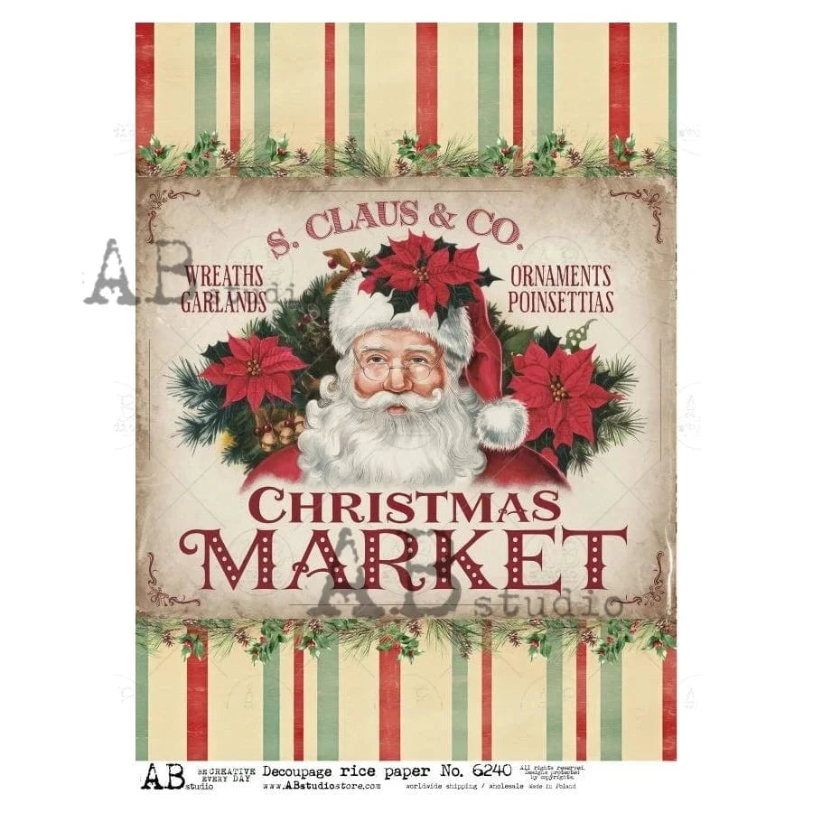Decoupage Central Decoupage Paper A4 Santa Claus & Co. Decoupage Rice Paper (AB Studios No. 6240)