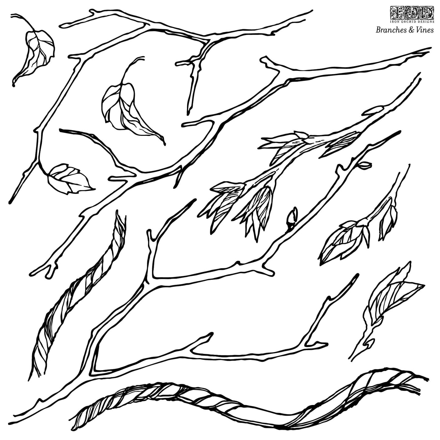 Locker61 Stamping Materials Branches & Vines 12x12 IOD Stamp (1 sheet) *RETIRED*