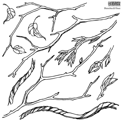 Locker61 Stamping Materials Branches & Vines 12x12 IOD Stamp (1 sheet) *RETIRED*