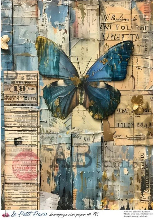 Butterfly Collage Decoupage Rice Paper (Le Petit Paris No 76)