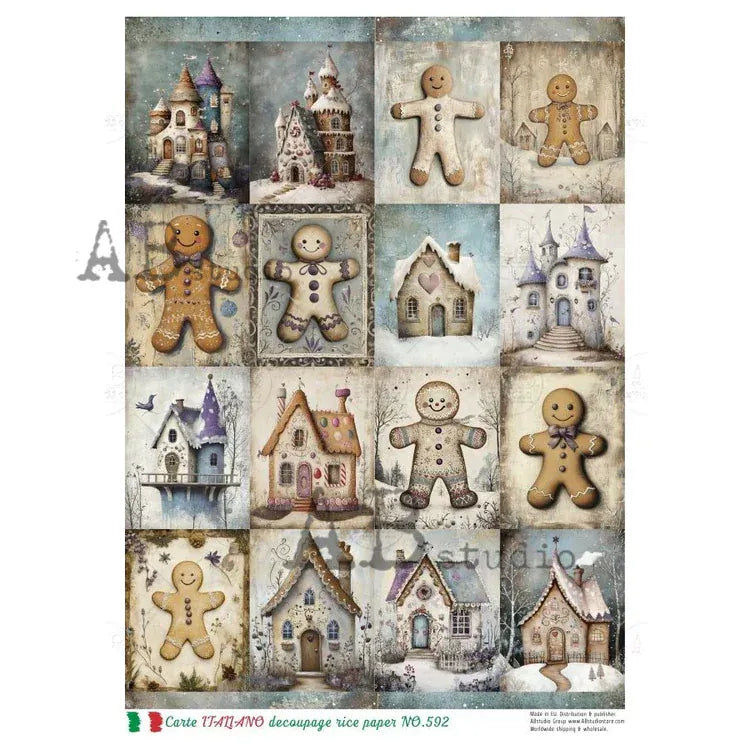 Decoupage Central Decoupage Paper A4 Gingerbread Village Carte Italiano 592