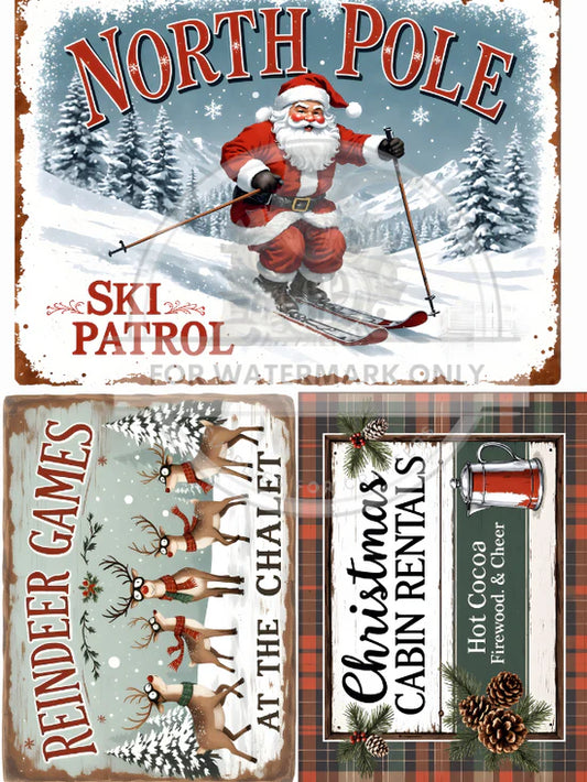 A3 Chalet Cheer Trio Truck Decoupage Rice Paper (DC5090)