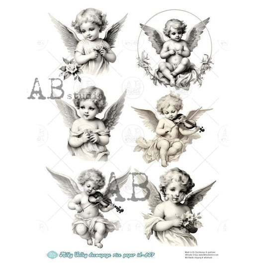 A4 Cherubic Angel Decoupage Rice Paper (AB Studios No. 807)