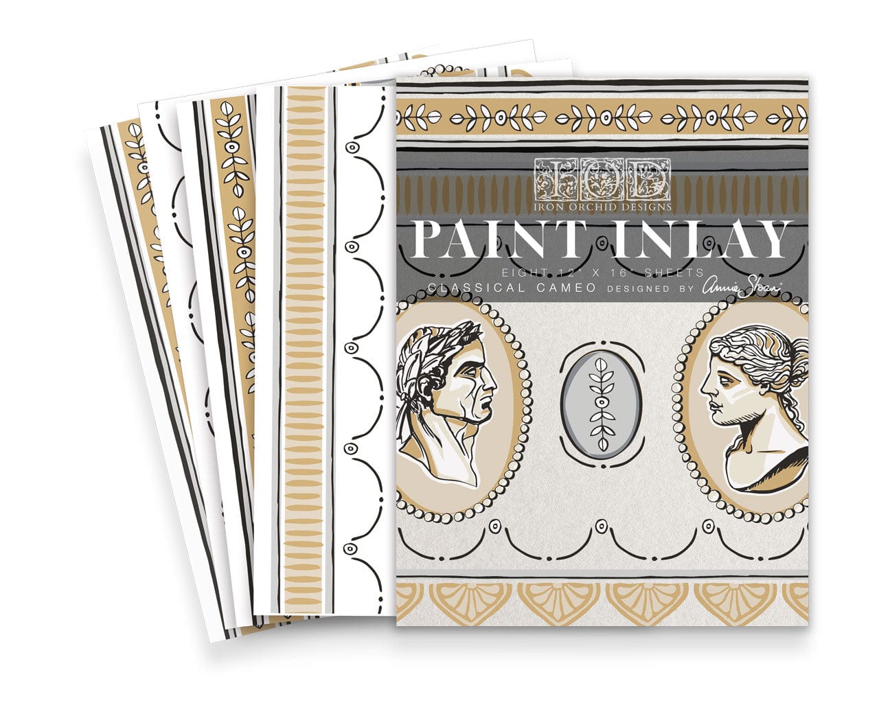 Classical Cameo IOD Paint Inlay designed by Annie Sloan 12"x 16" (8 sheets)