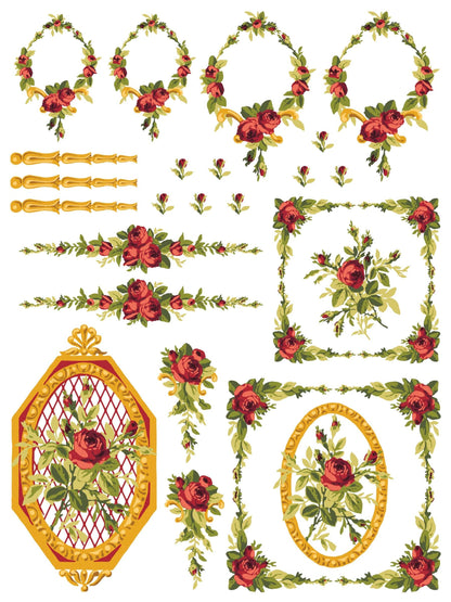 Petite Fleur Red IOD Paint Inlay 12x16 (4 Sheets)