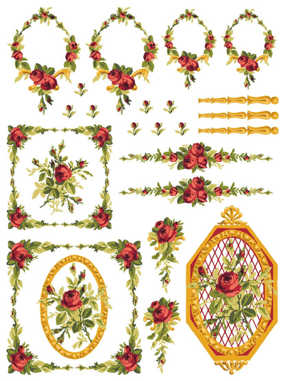 Petite Fleur Red IOD Paint Inlay 12x16 (4 Sheets)