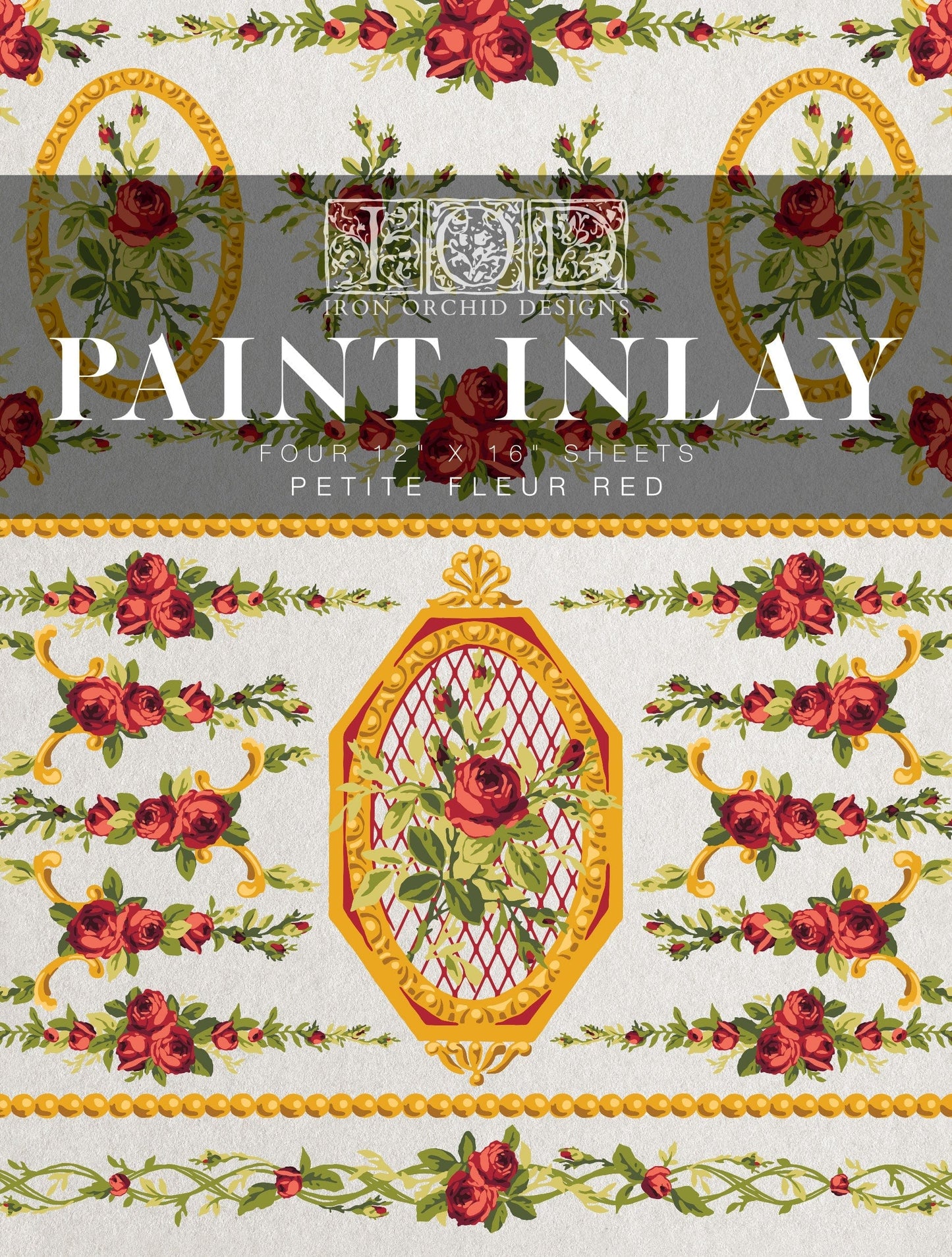 Petite Fleur Red IOD Paint Inlay 12x16 (4 Sheets)