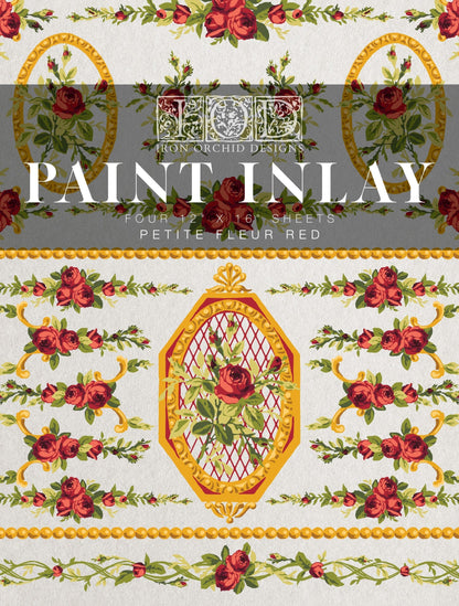 Petite Fleur Red IOD Paint Inlay 12x16 (4 Sheets)