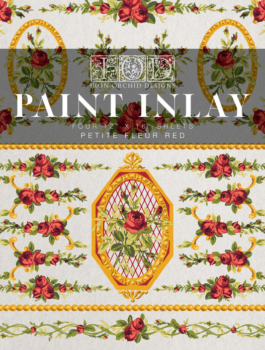 Petite Fleur Red IOD Paint Inlay 12x16 (4 Sheets)