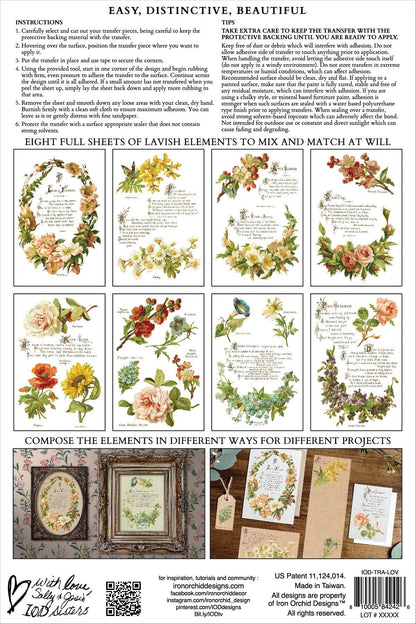 Lover of Flowers IOD Transfer 8x12 Pad (8 sheets)