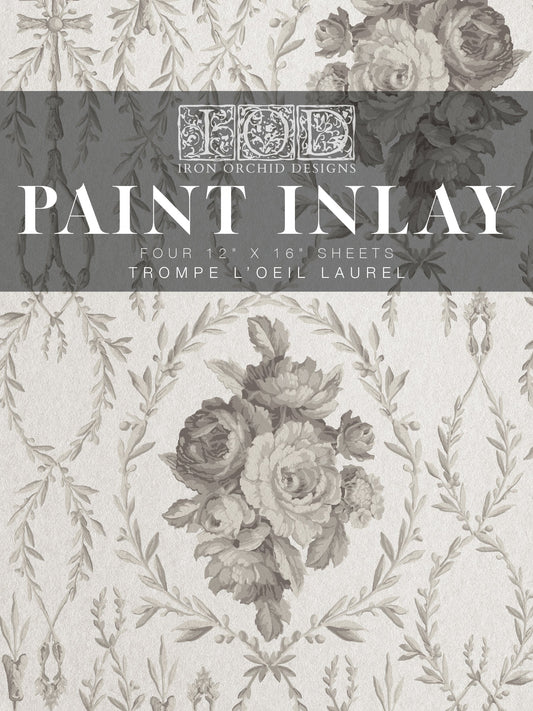 Trompe L'Oeil Laurel IOD Paint Inlay 12x16 (4 Sheets)