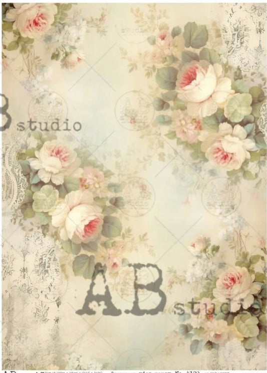 Creamy Rose Decoupage Rice Paper (AB Studios No 4129)